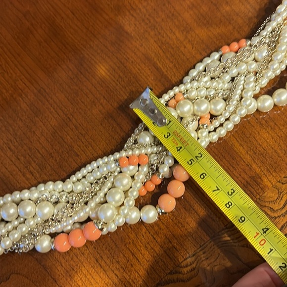 Banana Republic multi strand torsade faux pearl coral gold necklace Chocker - Picture 6 of 12